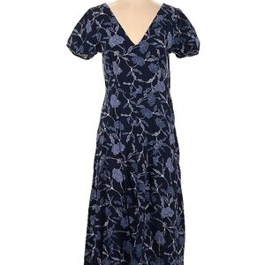 GAP Blue Floral Linen Midi Dress Size 4 Tall